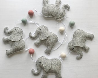 Elephant Garland-Elephant Theme Nursery-Baby room Bunting-Animal Nursery Theme-Safari Theme room-Kids Room Decor