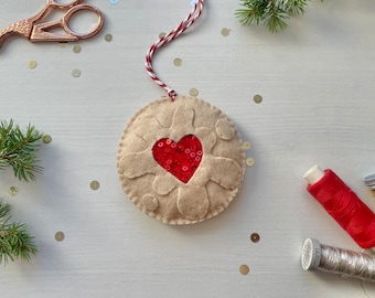 dodger confit en feutre de Noël - boule de biscuit - coupe d’arbre - cadeau pour elle - boule en feutre - décoration de biscuit confituré - remplissage de bas