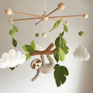 Baby mobile Nursery mobile Sloth mobile Crib mobile Safari mobile animal mobile clouds mobile image 1