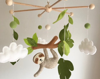 Baby mobile - Nursery mobile - Sloth mobile - Crib mobile - Safari mobile - animal mobile - clouds mobile