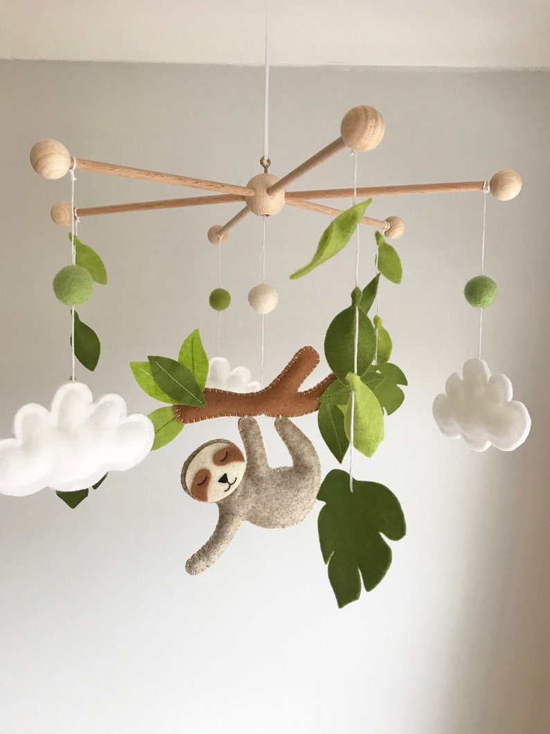 Baby mobile Nursery mobile Sloth mobile Crib mobile Safari mobile animal mobile clouds mobile image 1