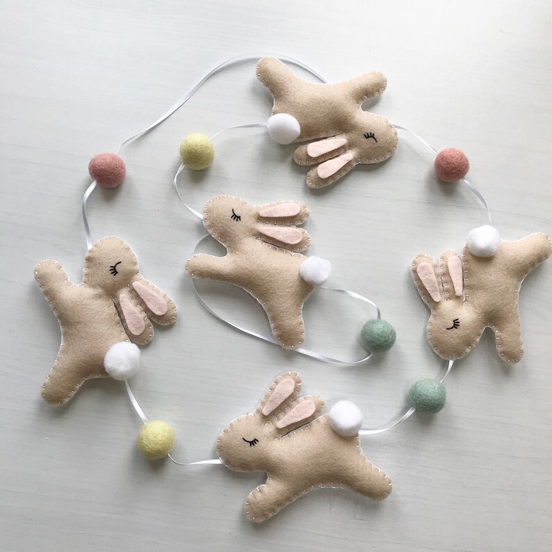 Hand Stitched Wool Felt Bunny Garland: Easter Baby Nursery Decor - Etsy
