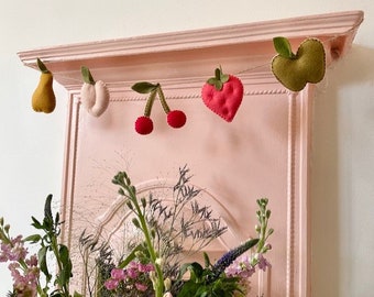 Guirlande de fruits en feutre, décoration murale pour chambre de bébé, guirlande de fruits, décoration de chambre de petite fille, décoration de fête d'été, décoration de salle de jeux