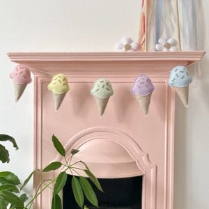 ice-cream bunting, ice-cream garland, pastel bunting, ice cream decoration, party garland, summer decoration, girls room decoration