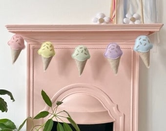 Ice Cream Garland: Pastel Bunting, Girls Room Decoration