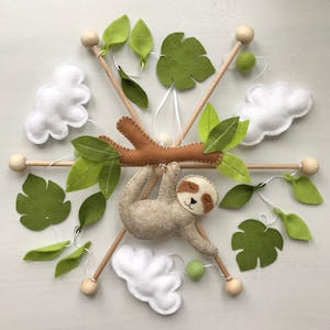 Baby mobile Nursery mobile Sloth mobile Crib mobile Safari mobile animal mobile clouds mobile image 2