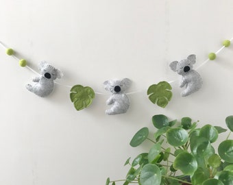 Guirlande de koala - guirlande d'animaux - pépinière à thème animalier - décor de pépinière - ours koala - mobile pour bébé - thème safari - cadeau de plante à fromage - koala