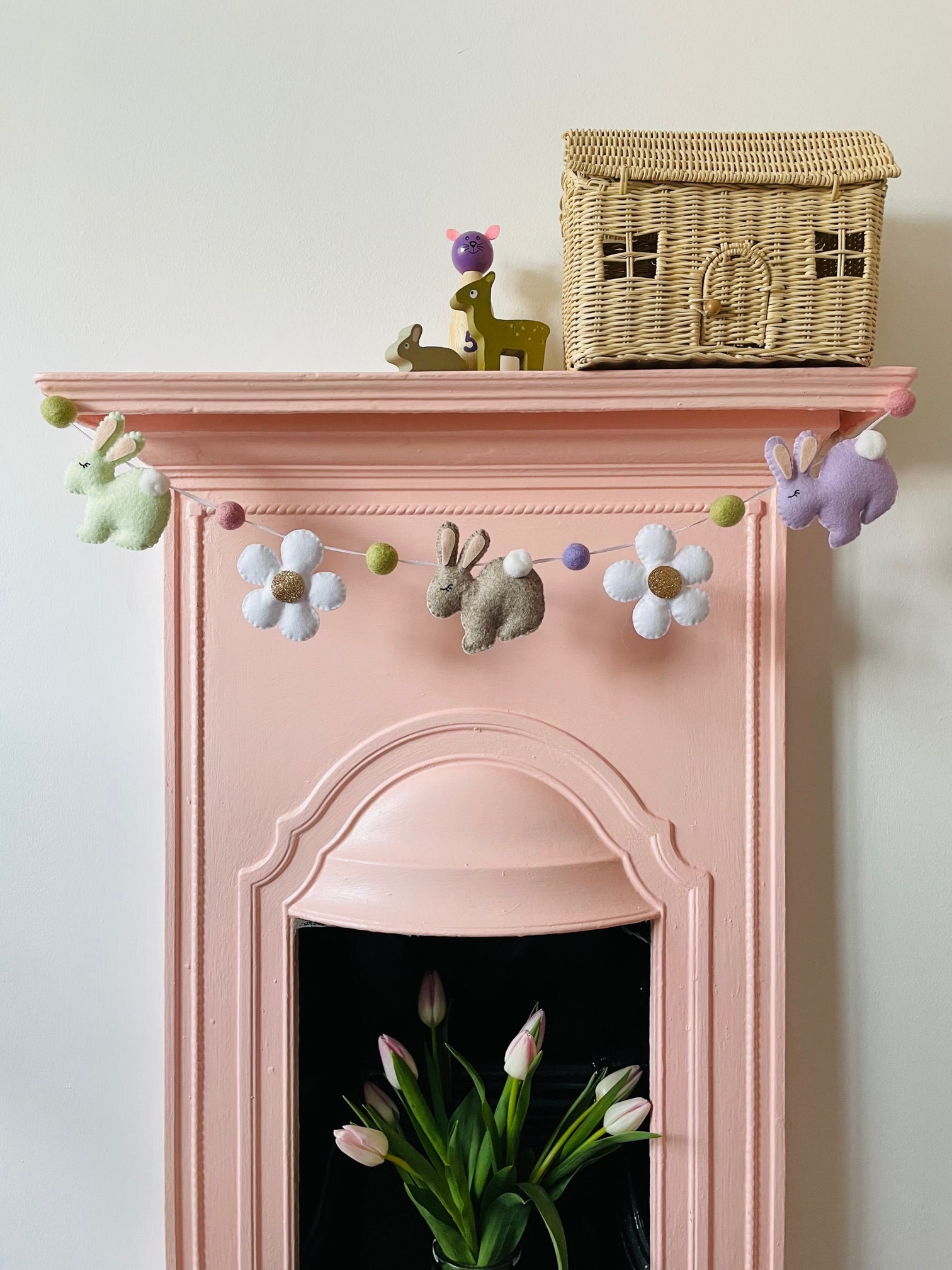 Handmade Felt Bunny Garland: Pastel Nursery Decor - Etsy