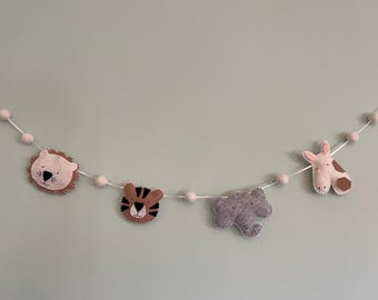Felt Safari Animal Garland: Handmade Nursery Bunting