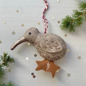 kiwi bird christmas ornament - kiwi decoration - stocking filler - handmade christmas ornament - New Zealand christmas - bird xmas