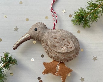 kiwi bird christmas ornament - kiwi decoration - stocking filler - handmade christmas ornament - New Zealand christmas - bird xmas