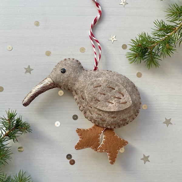 kiwi bird christmas ornament - kiwi decoration - stocking filler - handmade christmas ornament - New Zealand christmas - bird xmas