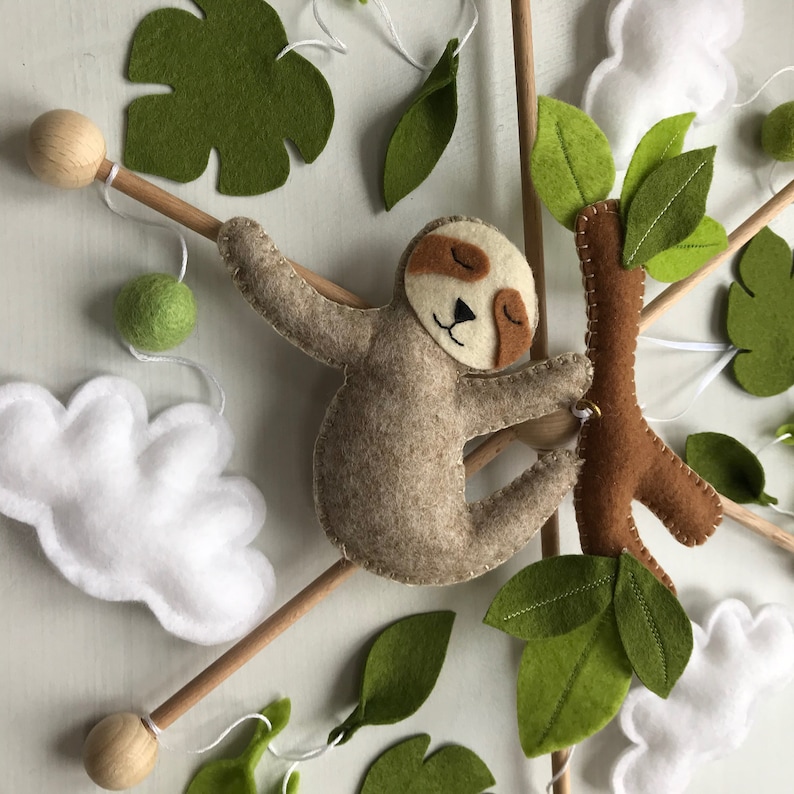 Baby mobile Nursery mobile Sloth mobile Crib mobile Safari mobile animal mobile clouds mobile image 7