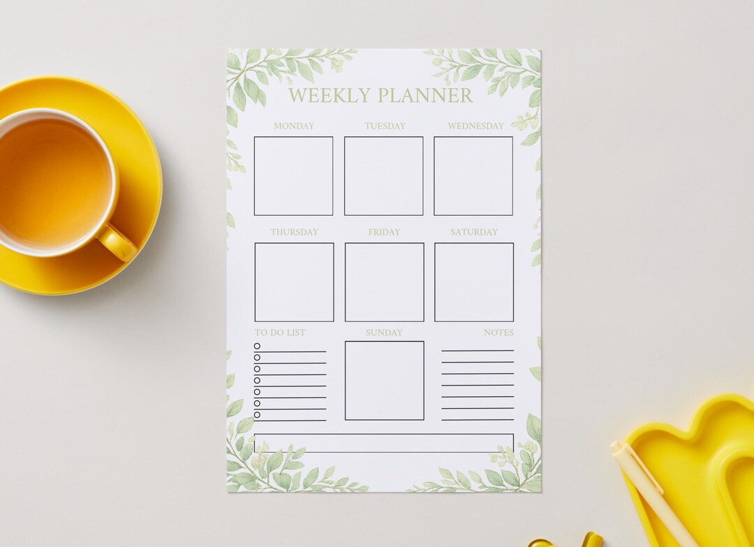 Buy Botanical Weekly Planner Printable | Minimal Floral Weekly Schedule ...