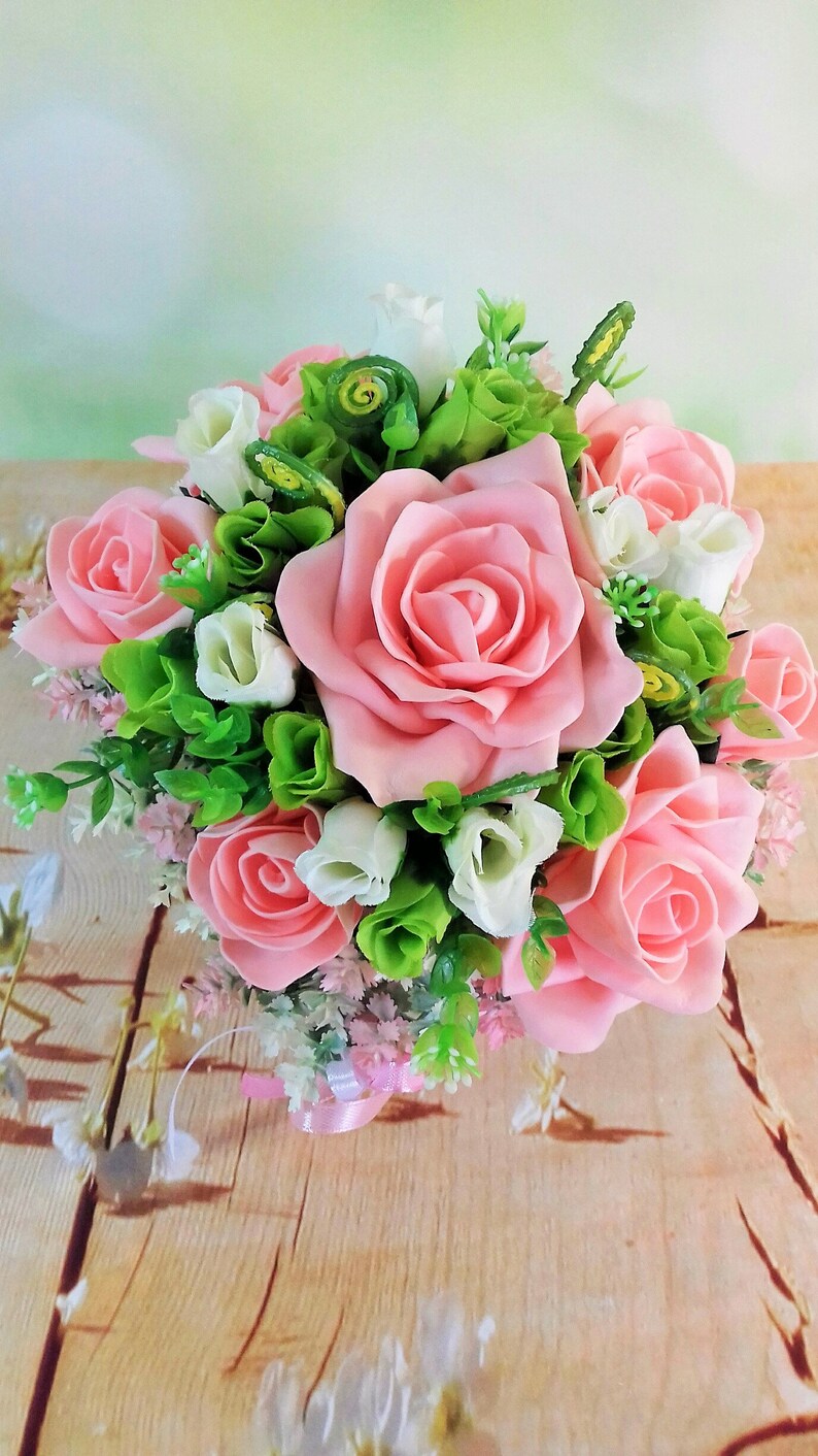 Floral arrangement Foam roses flower arrangement Home decor Etsy