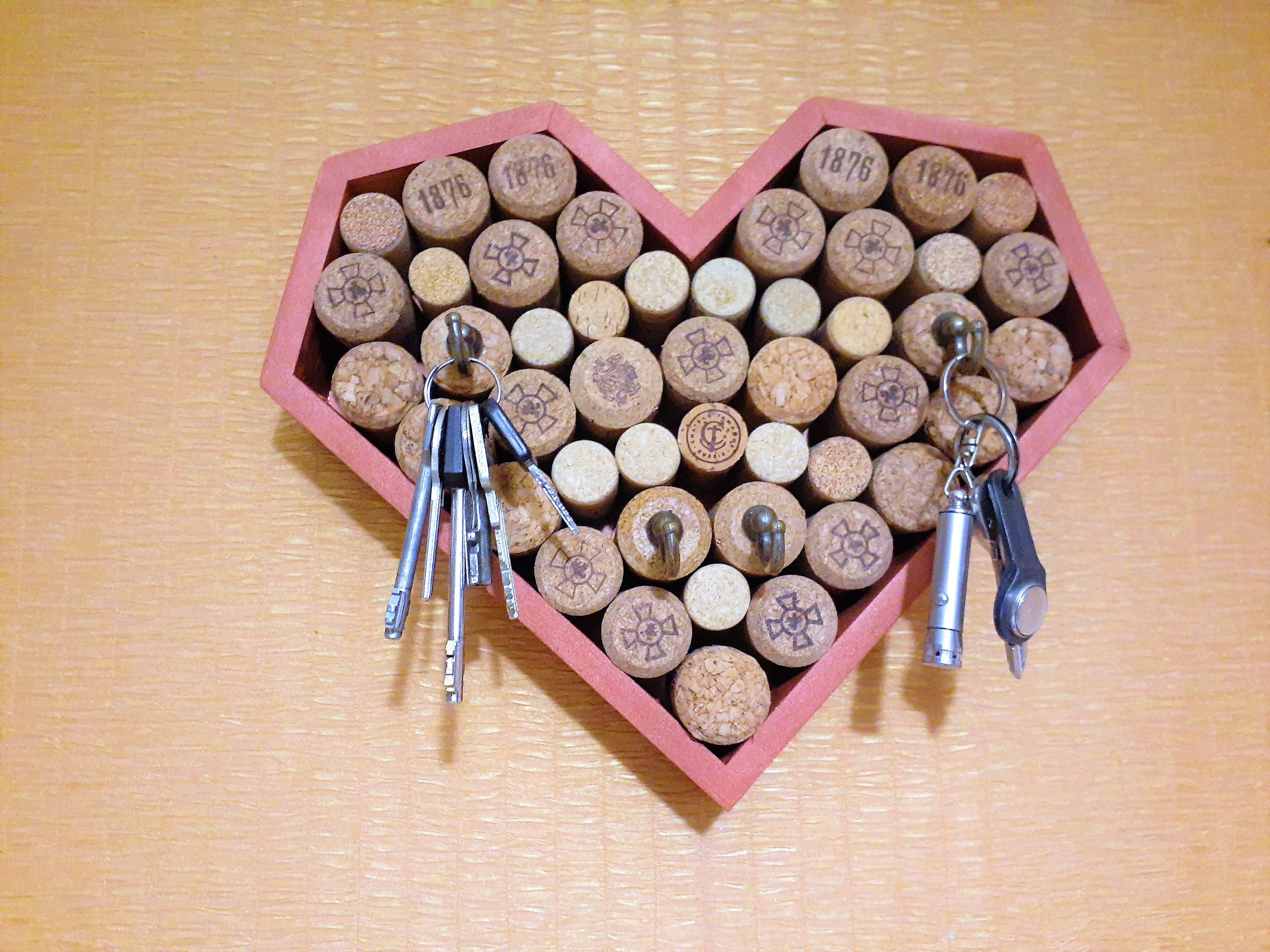 Cork Key Holder Wine cork bulletin board Framed Cork décor Etsy