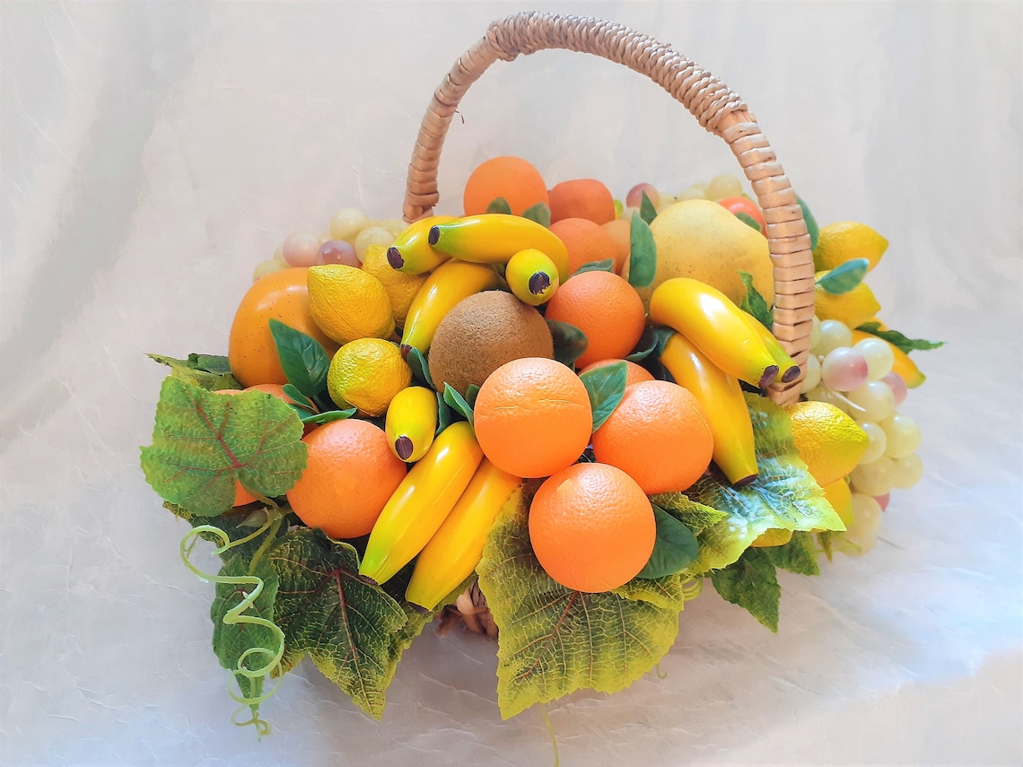 Fruit basket arrangement Artificial fruit basket for dining Etsy