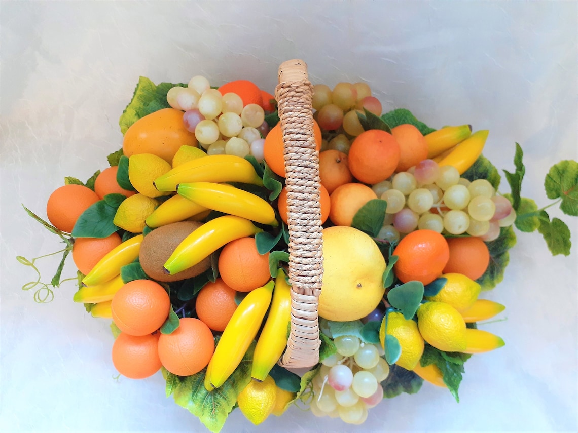Fruit basket arrangement Artificial fruit basket for dining Etsy