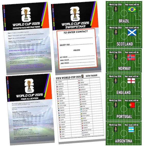 World Cup 2026 Sweepstake Kit - Printed - Workplace Fundraising Friends Sports Clubs