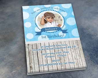 Polkadot Birthday Invitations & Envelopes - Personalised Party Prints with Photo