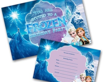 Frozen Party Invitations - Write On - Printed double sided - Envelopes included