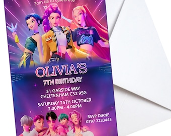 Kpop personalised Party Invitations & Envelopes