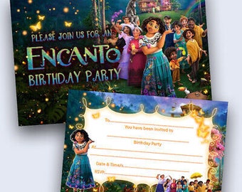 Encanto Party Invitations - Write On - Printed double sided - Envelopes included