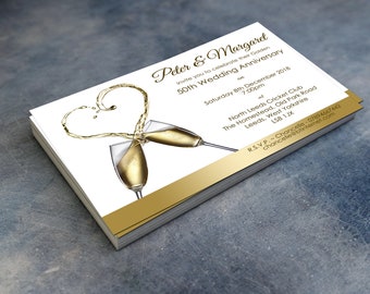 Golden Wedding Anniversary Invitations & Envelopes 50th - Personalised Party Prints