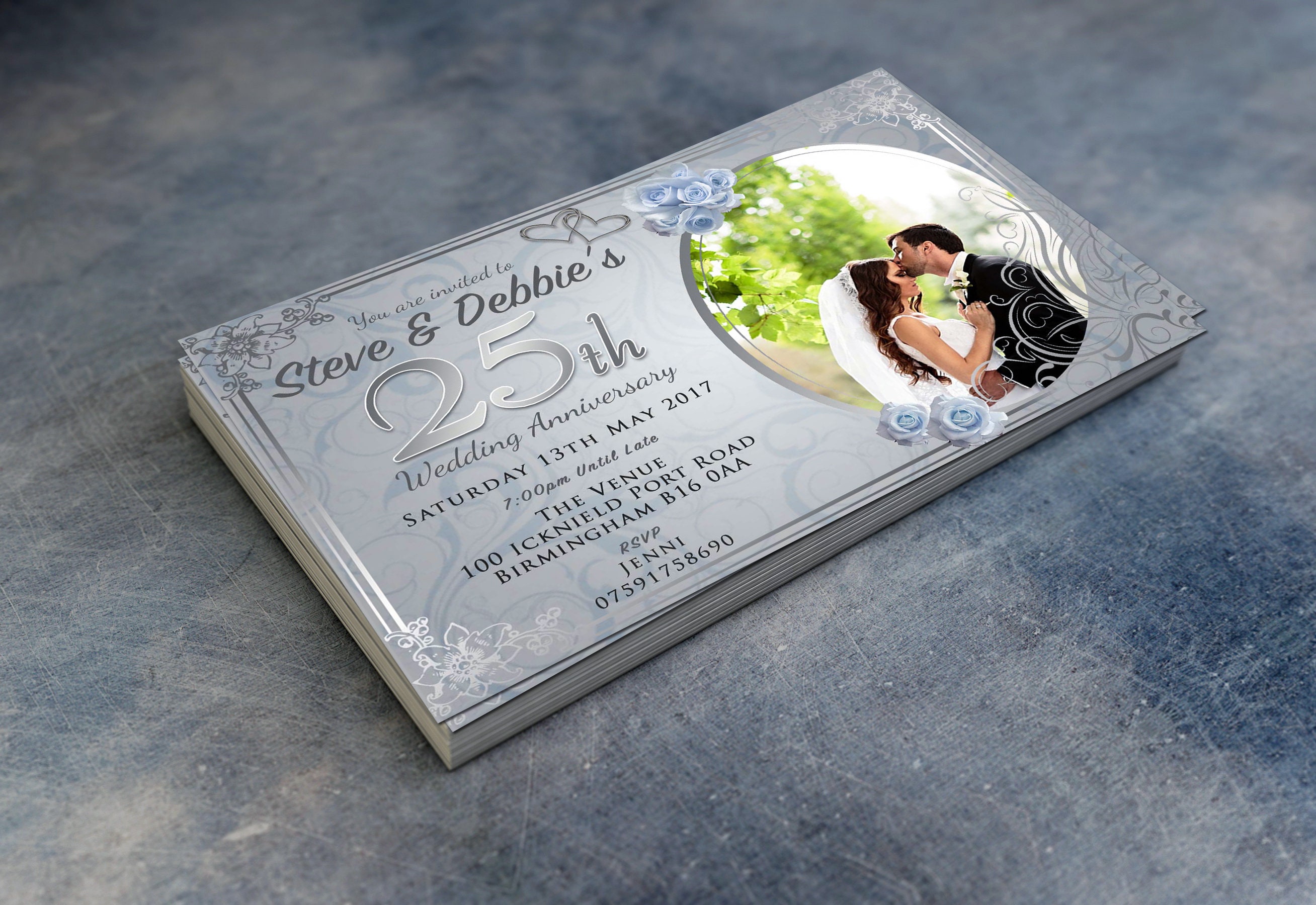 Silver Wedding Anniversary Invitations & Envelopes 25th Etsy UK