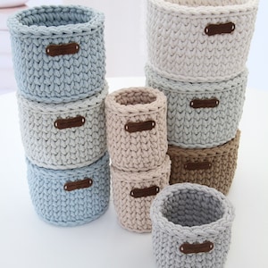Round crochet basket, crochet baskets, baskets/utensils, storage baskets, crocheted from 5 mm cotton cord image 5