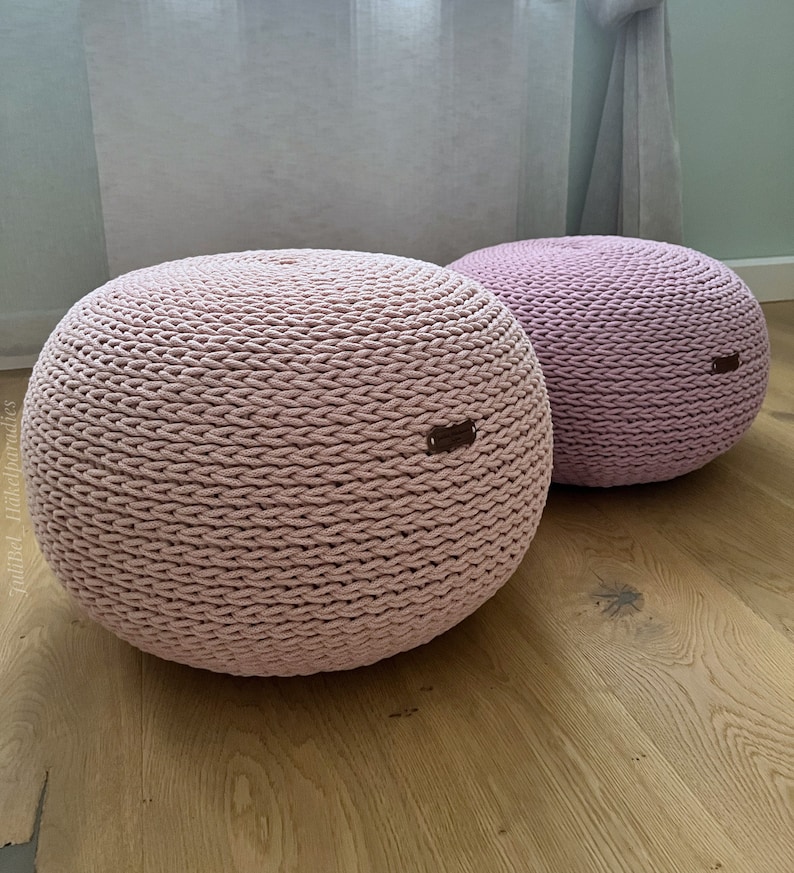 Pouf, pouf, crocheted pouf, crocheted from cotton cord