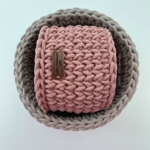 Round crochet basket, crochet baskets, baskets/utensils, storage baskets, crocheted from 5 mm cotton cord image 3