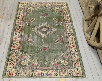 neutral oushak rug green rug muted vintage rug faded turkish rug distressed rug turkish floral rug hand made rug oriental rug hypebeast rug
