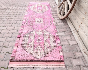 2.4 x 9.5フィート、トルコ製ランナー、ヴィンテージランナー、ウール