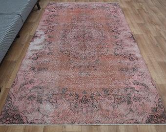 5x9 ORIENTAL PINK DECOR, Handmade Vintage Rug, Turkish Rug, Oushak Rug, Area Rug, Turkey, Wool rug, Shaby, Rug for living room, Carpet