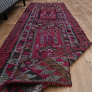 2&#39;8x9&#39;7 ft, STAIR RUNNER RUG, Pink Runner, Colorful Runner, Turkish Runner, Vintage Rug Runner, Hallway, Satir Decor, Bohemian, Herki Runner