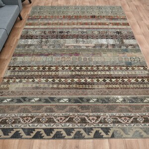 7.4x11.1 ft, OVERSIZED AREA RUG, Vintage Turkish Rug, Patchwork Handmade Rug, Wool Rug, Oushak Rug, Oversized Rug, Kitchen Rug, Bedroom Rug