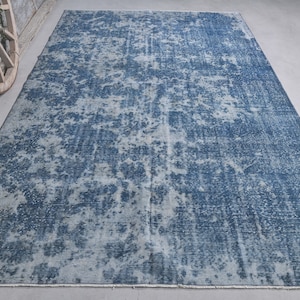 7x11 TURKISH Oushak Rug, Blue Wool Rugs, Home Decor, Oriental Blue Gray, Turkey Area Rug, Faded Rug, Vintage Rugs, Home Decor 7.1x10.9