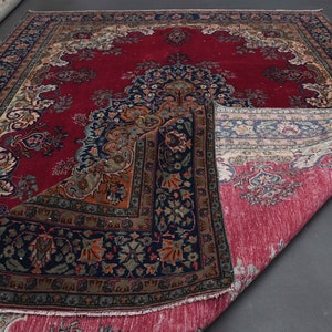 7x10 VINTAGE Turkish Live Color PINK Area rug, Wool rug, Etsy Rug, Floral Shabby Decor Nomadic Rug, Boho Rug, Vintage Turkey Rug, 6.6x9.8 ft