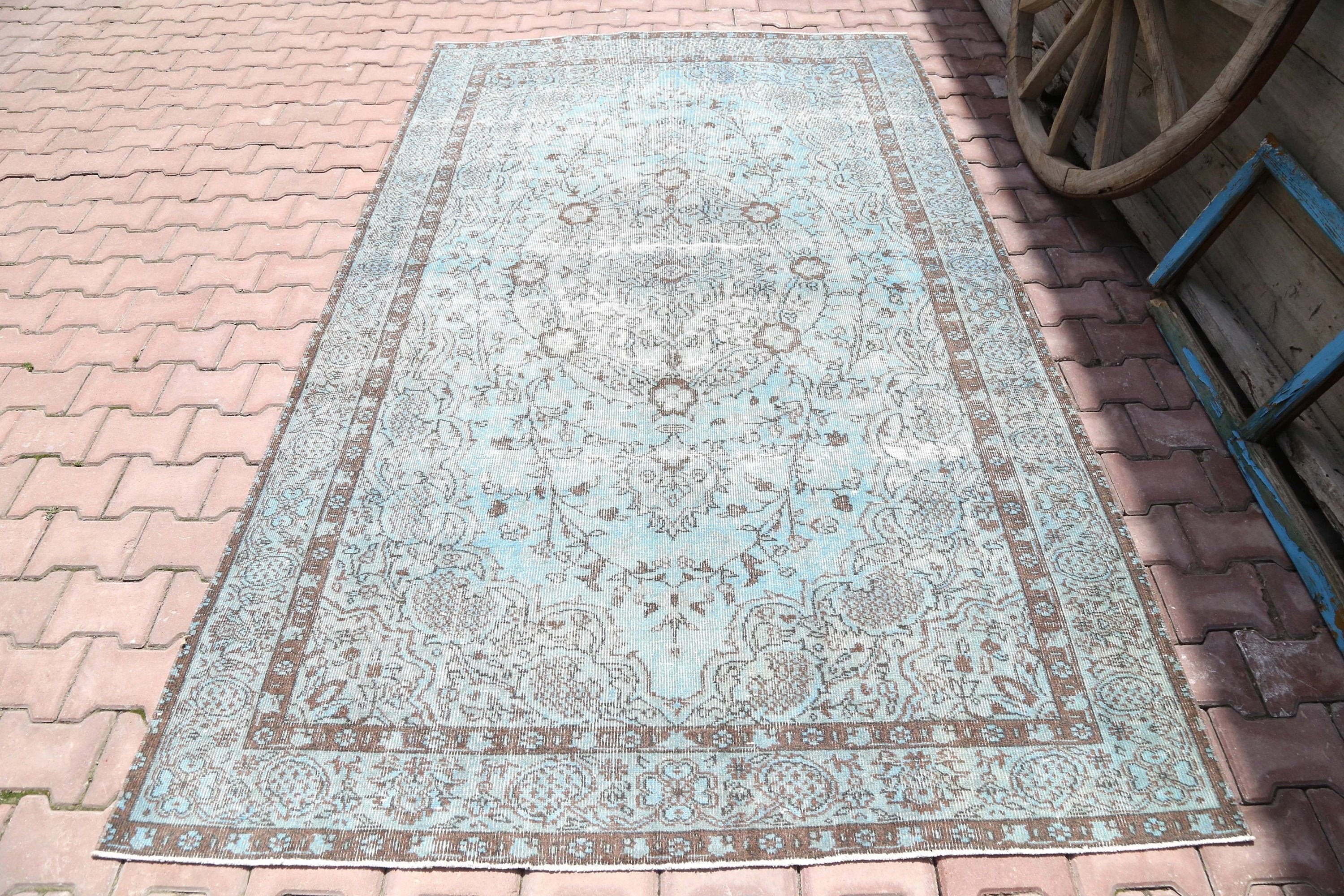 5.6x9.3 Hellblauer Türkischer Teppich Teppiche Verblasste | Etsy