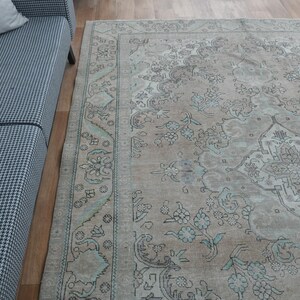 8x10.3 ft, EARTH TONE RUG, Luxury Rug Wool Vintage Rug, Oushak Traditional Oriental Rugs, Natural Distressed 8x10, Brown Beige Rug, Floral image 9