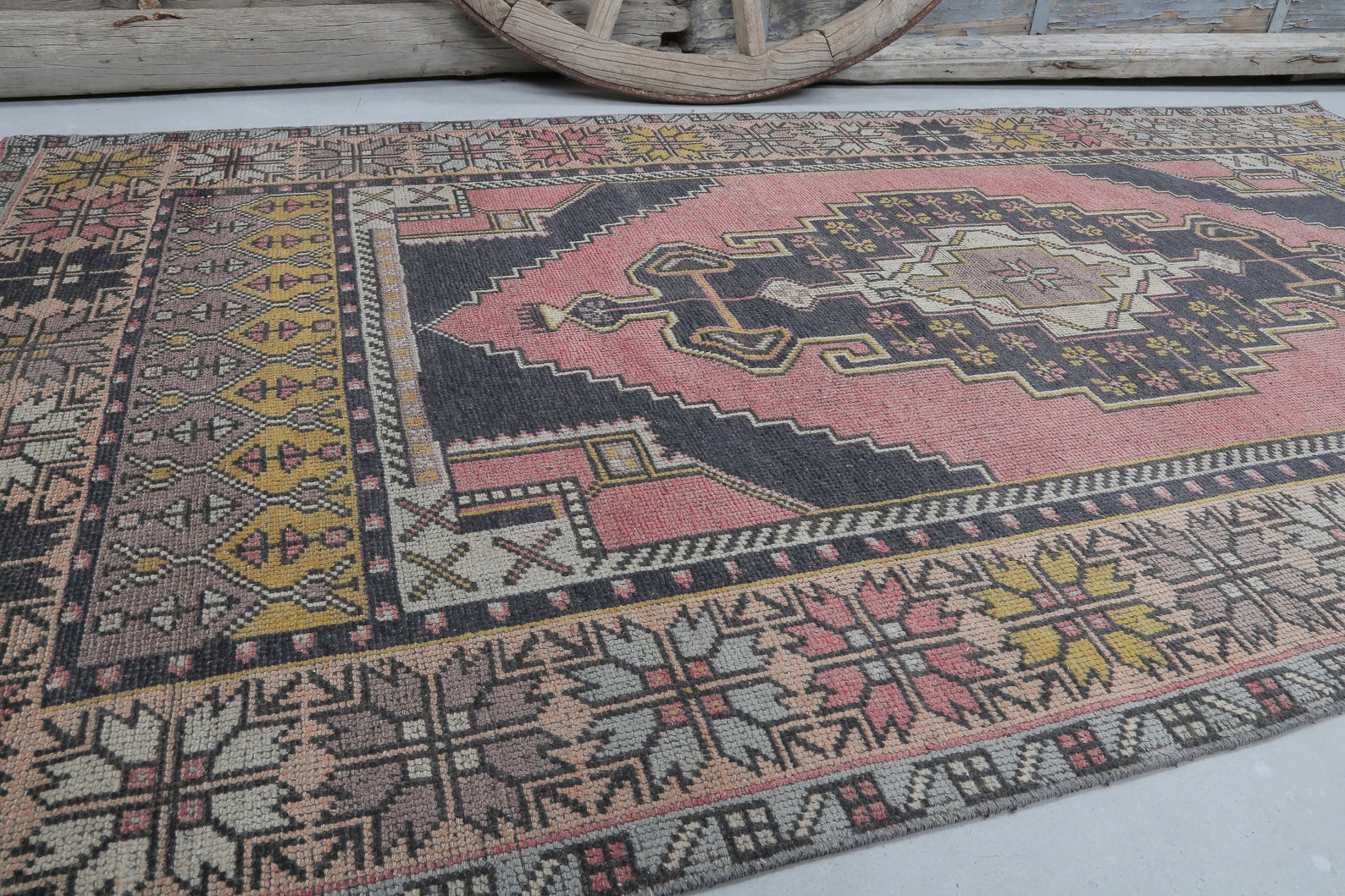 4.2x7.9 Turkish Rug Pink Vintage Neutral Turkish Area Rug Etsy