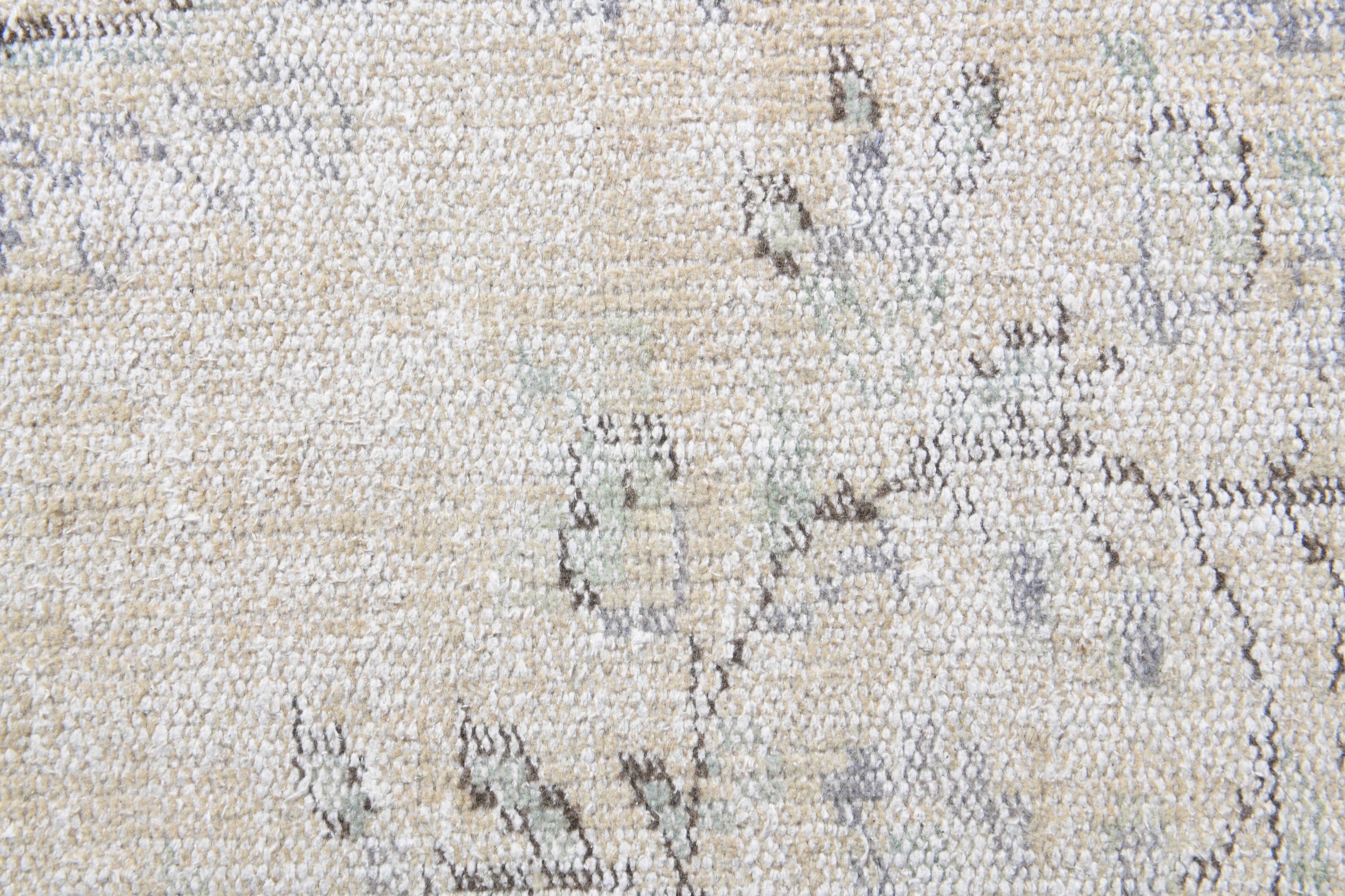 Turkish Vintage Rug, Natural Beige Neutral Motifs Oushak Distressed Area Oriental Bohemian Carpet, Rug One-Of-A-Kind Rugs