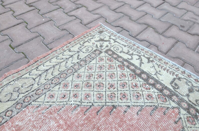 4x7 TURKISH Rug Faded Pink Vintage Oushak Wool Area Rug Home Etsy
