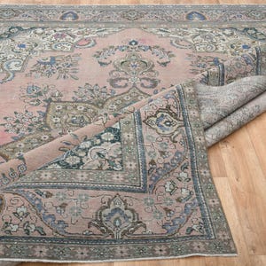 9,8 x 12,4 ft, VINTAGE PERZISCHE TAPIJT, woondecoratie, vloerkleed voor woonkamer, woondecoratie, roze bruin vloerkleed, extra groot groot vloerkleed, antiek tapijt, eclectisch