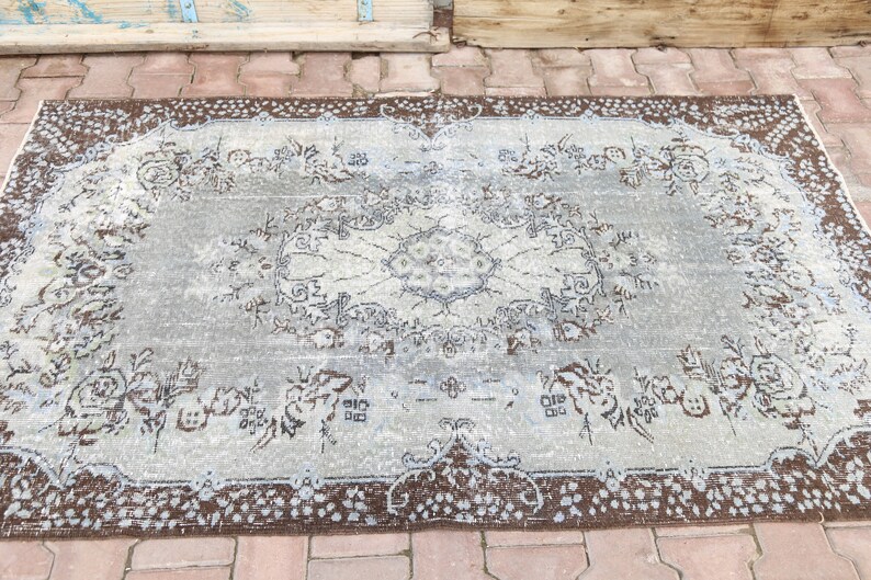 4x6.4 VINTAGE Light Blue Turkish Rug Oushak Rug Oriental Etsy