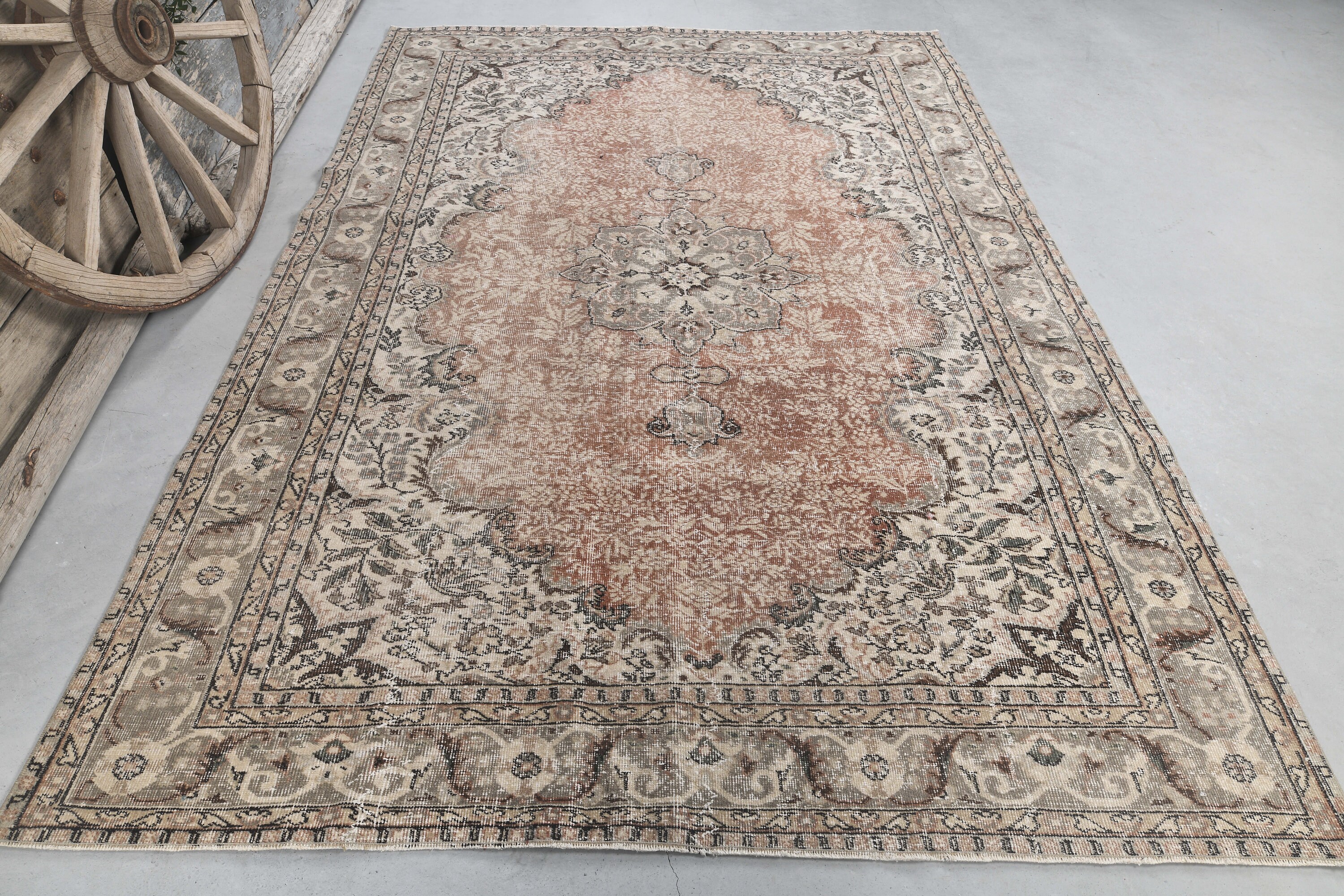 No.29 ヴィンテージラグ M トルコ マット turkish rug 19x19 Inches