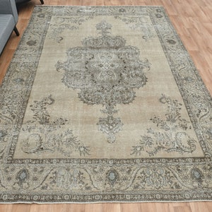 9&#39;8x12&#39;7 ft, ORANGE BROWN RUG, Oversize Rug, Decor Area Rug, Living Room Rug, Vintage Rug, Distressed Rug, Minimalist Rug, Oushak Rug 10x13