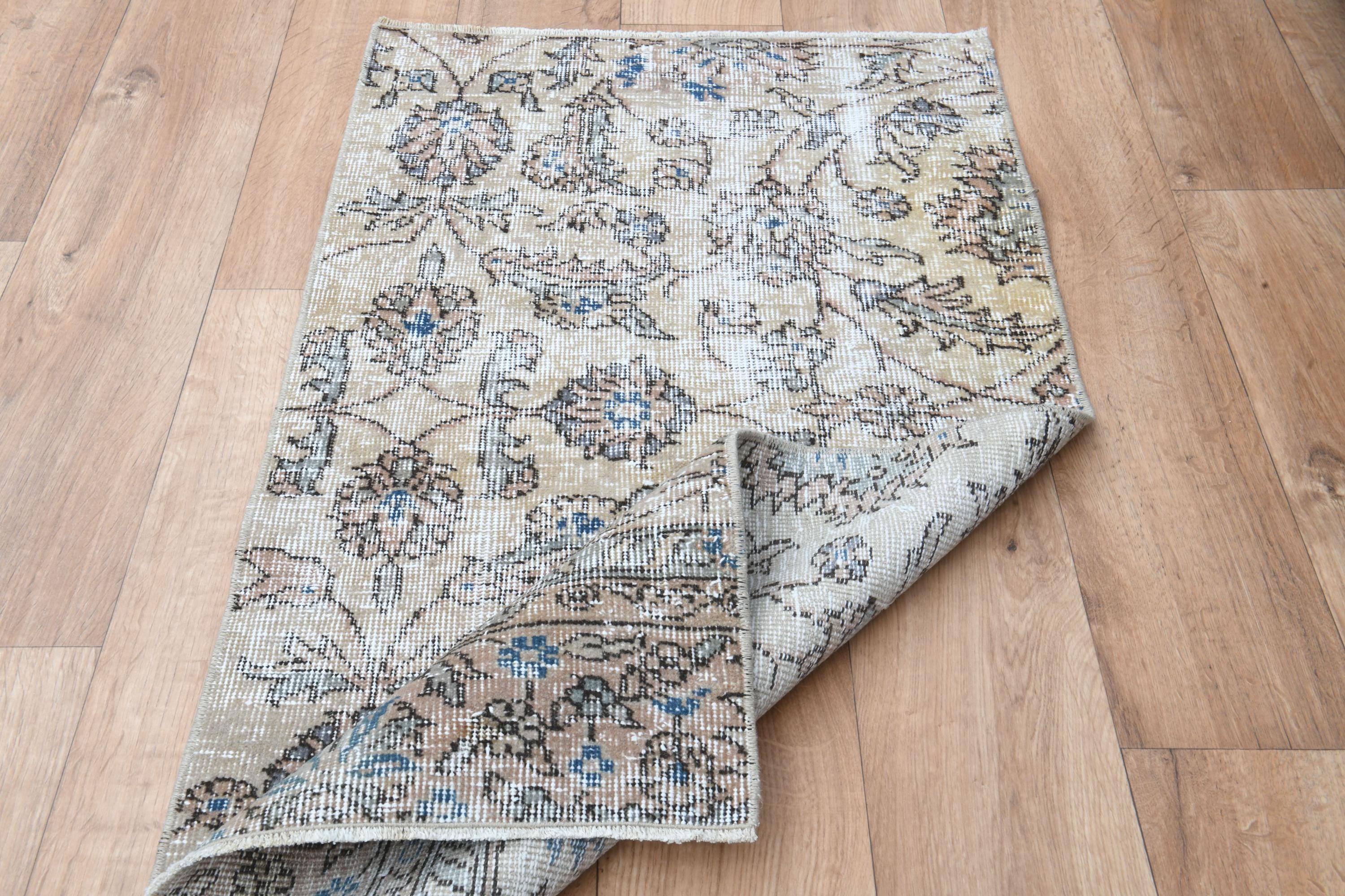 No.21 ヴィンテージラグ　トルコ　マット turkish rug ミニ 2.1x3.9 Ft, MINI DECOR, Vintage Turkish Rug, Wool Oushak Rug