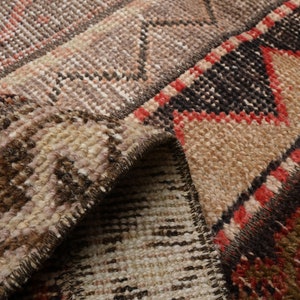 2&#39;5x6&#39;2 ft, VINTAGE PATCHWORK RUG, Beige Brown Red, Turkish Wool Runner, Oushak Runner, Small Runner, Entryway Runner, Minimalist Runner Rug